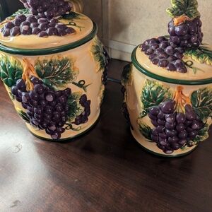 KMC Vintage Raised  Grapevine-Themed Ceramic Canister Set